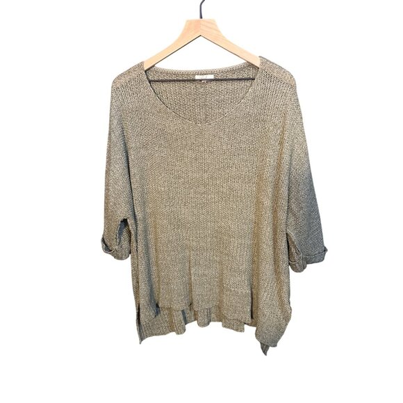 Easel Womens Beige Knit Oversized Sweater 1X Lightweight Casual - Picture 1 of 3